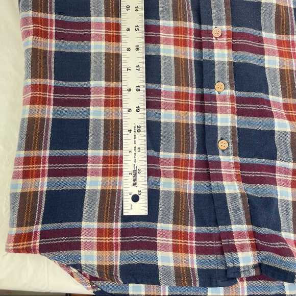 Vintage Red and Blue Plaid Flannel Shirt, Med Tall - Picture 9 of 11